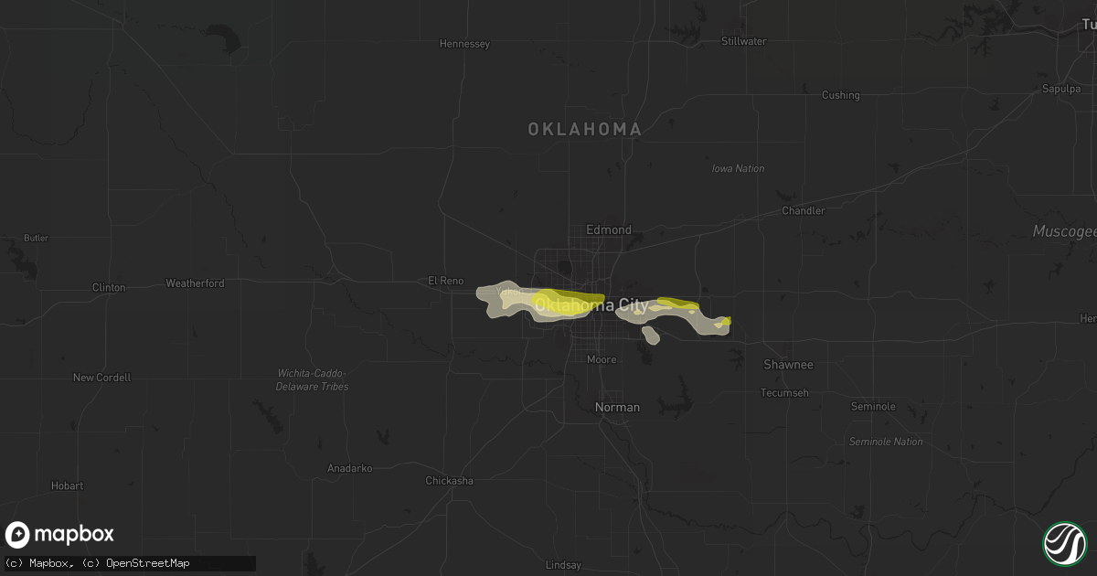 Hail map in Bethany, OK on October 14, 2013