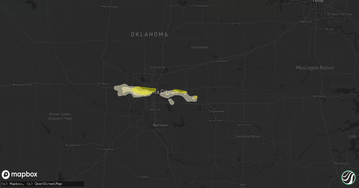 Hail map in Choctaw, OK on October 14, 2013
