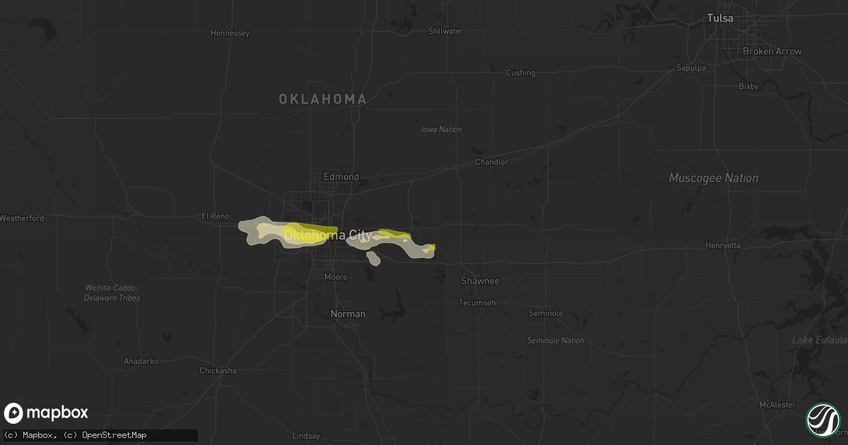 Hail map in Harrah, OK on October 14, 2013