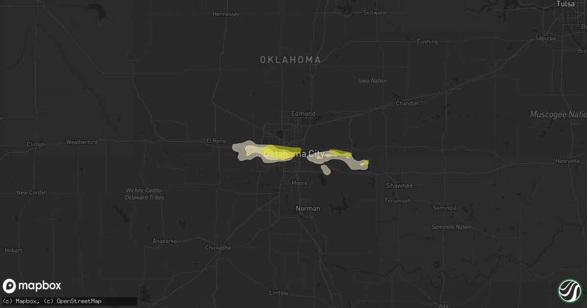 Hail map in Oklahoma City, OK on October 14, 2013