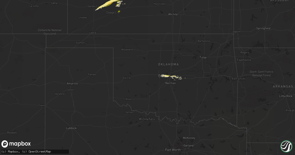 Hail map in Oklahoma on October 14, 2013