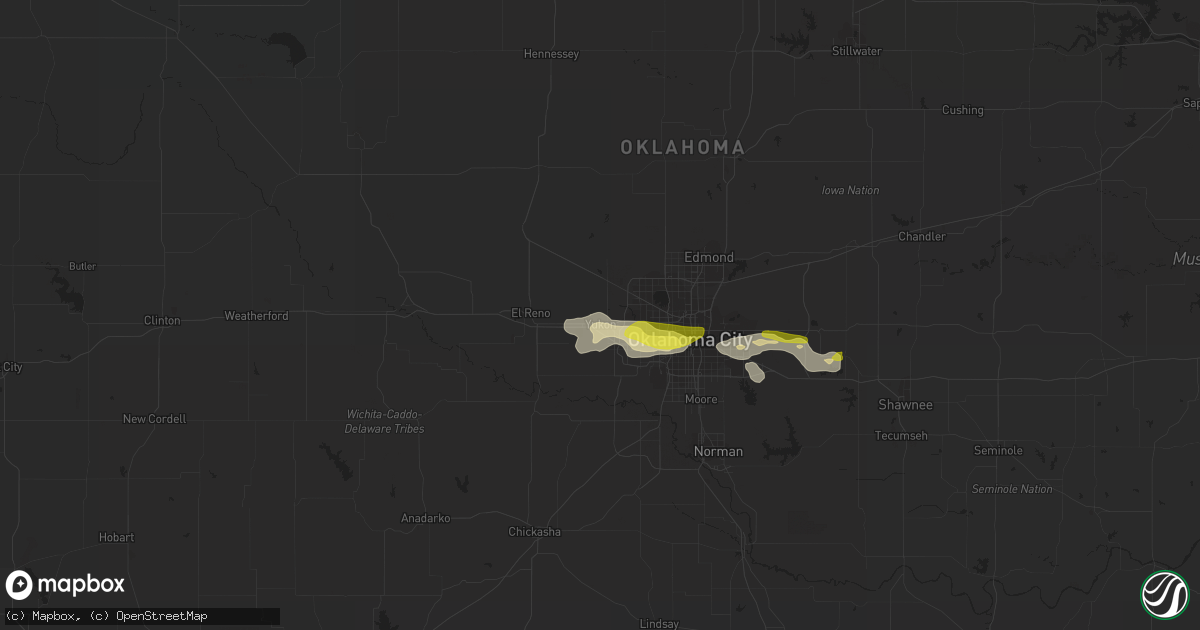 Hail map in Yukon, OK on October 14, 2013