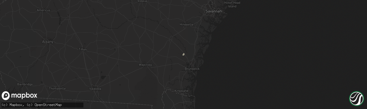 Hail map in Brunswick, GA on October 14, 2014