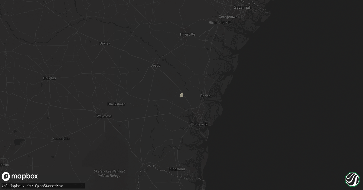 Hail map in Brunswick, GA on October 14, 2014