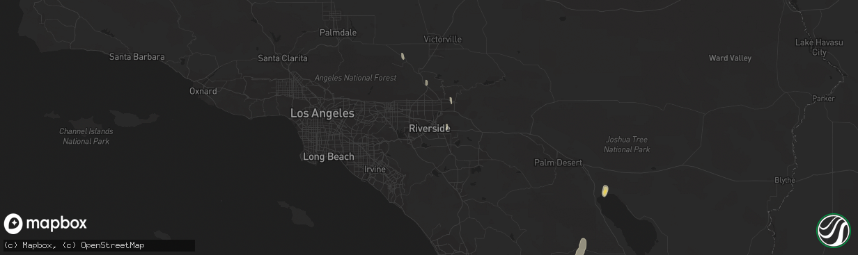 Hail map in Boulevard, CA on October 14, 2015