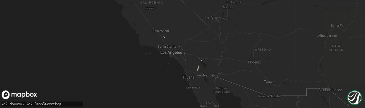 Hail map in California on October 14, 2015