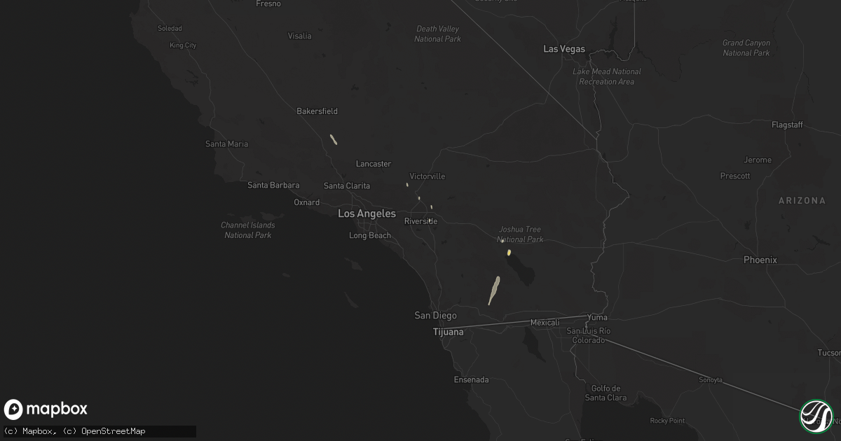 Hail map in California on October 14, 2015