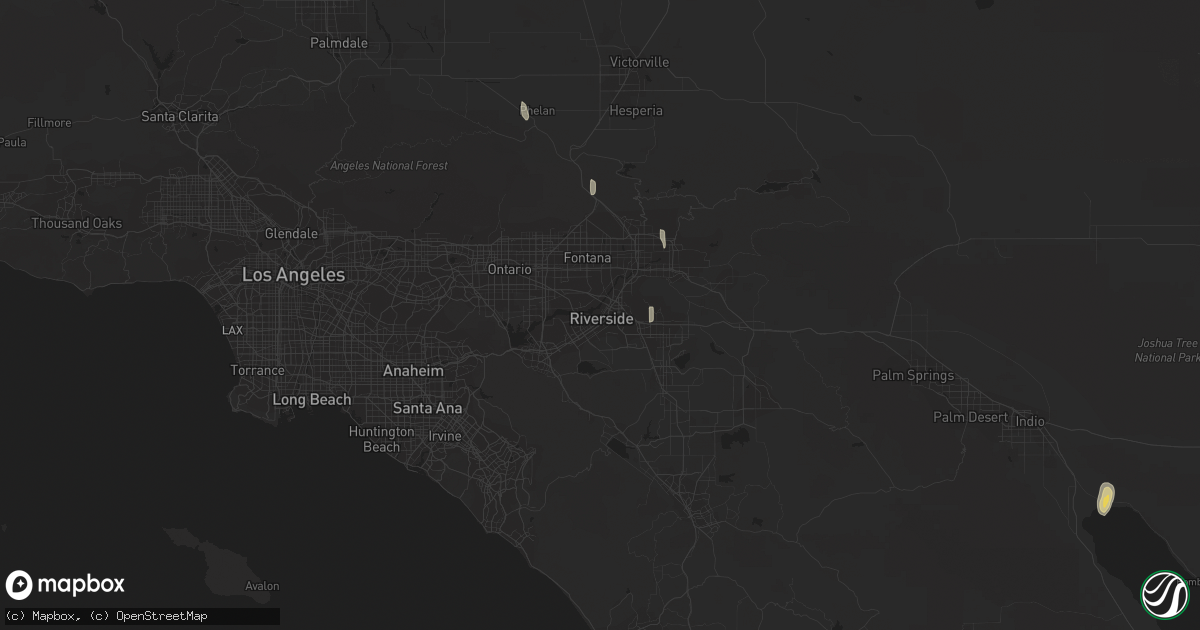 Hail map in Julian, CA on October 14, 2015