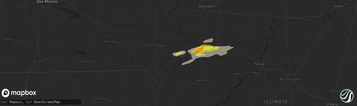 Hail map in Burlington, IA on October 14, 2017