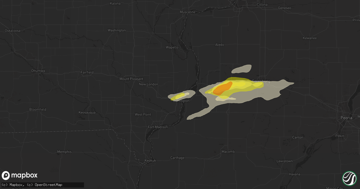 Hail map in Burlington, IA on October 14, 2017