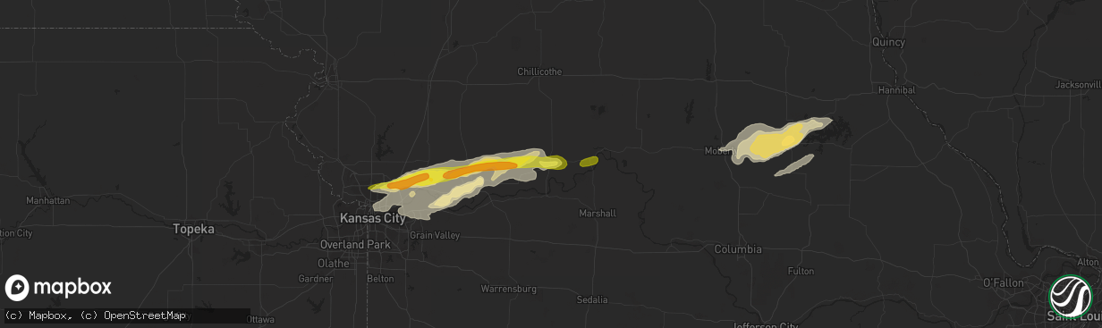 Hail map in Carrollton, MO on October 14, 2017