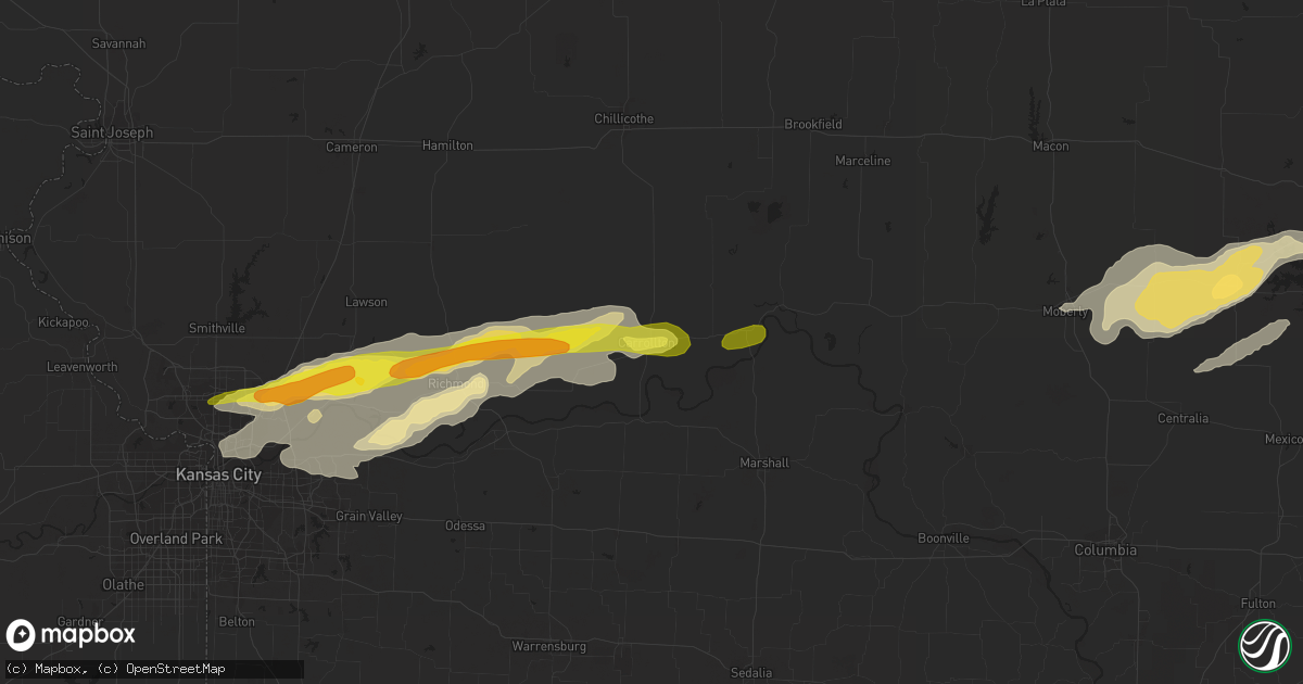 Hail map in Carrollton, MO on October 14, 2017