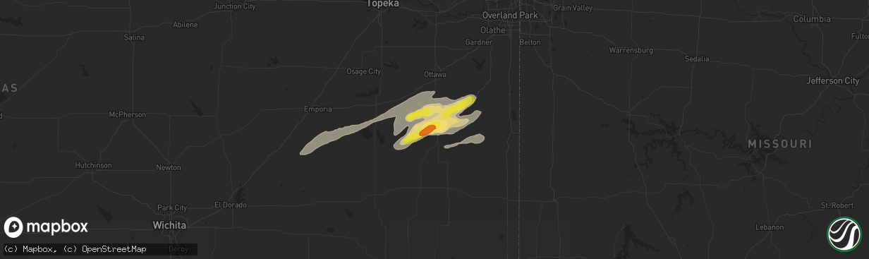 Hail map in Garnett, KS on October 14, 2017