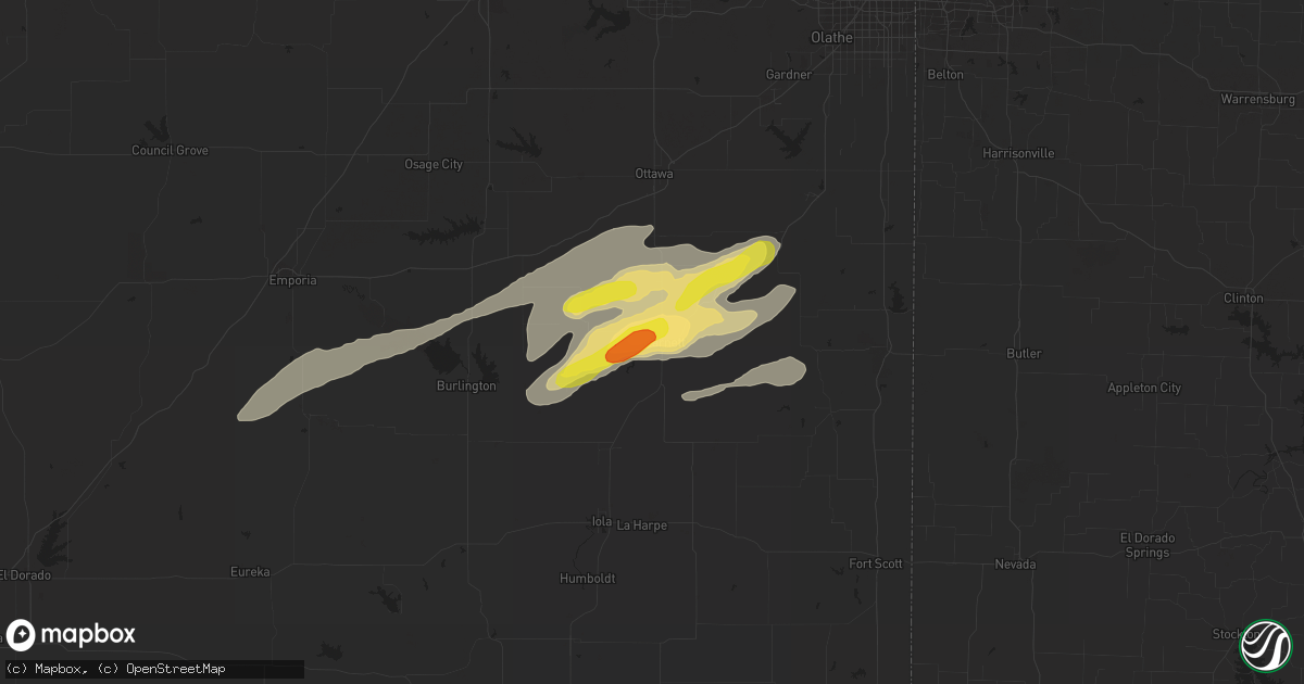 Hail map in Garnett, KS on October 14, 2017