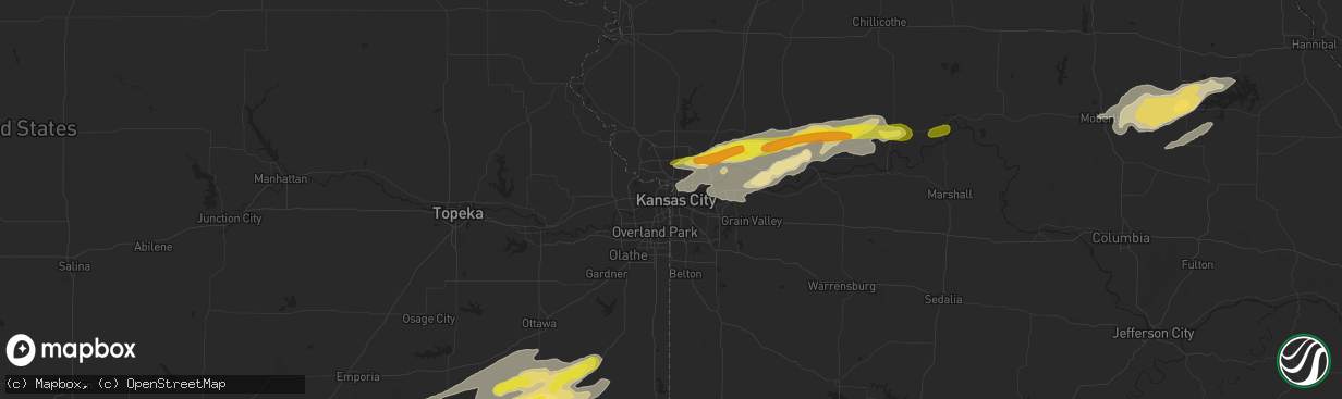 Hail map in Kansas City, MO on October 14, 2017