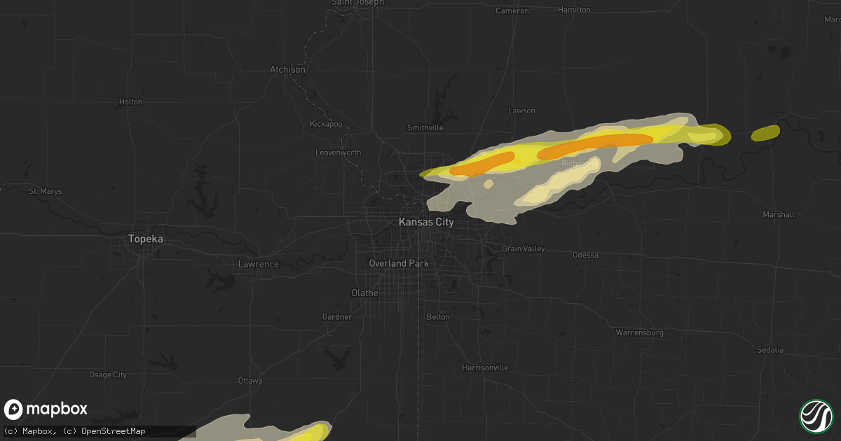 Hail map in Kansas City, MO on October 14, 2017