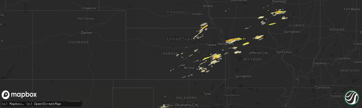 Hail map in Kansas on October 14, 2017