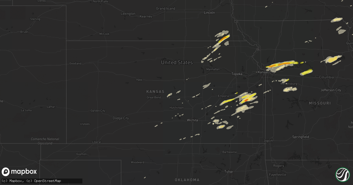 Hail map in Kansas on October 14, 2017
