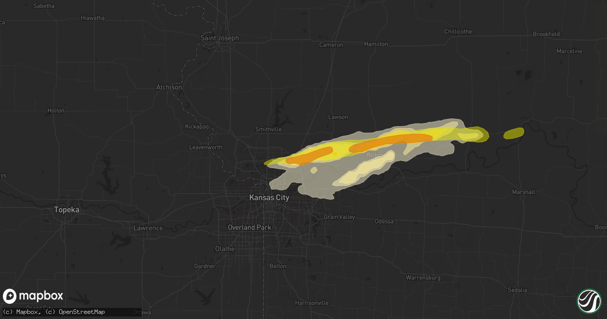 Hail map in Liberty, MO on October 14, 2017