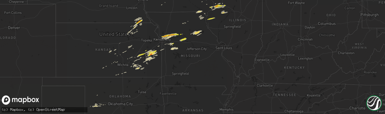 Hail map in Missouri on October 14, 2017