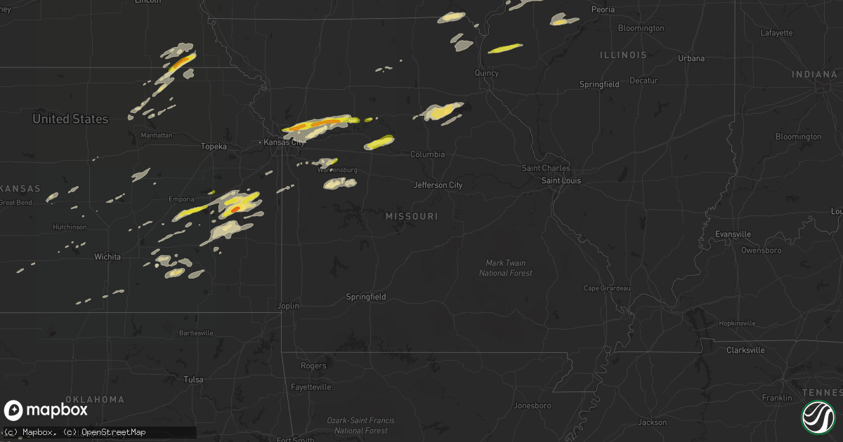 Hail map in Missouri on October 14, 2017