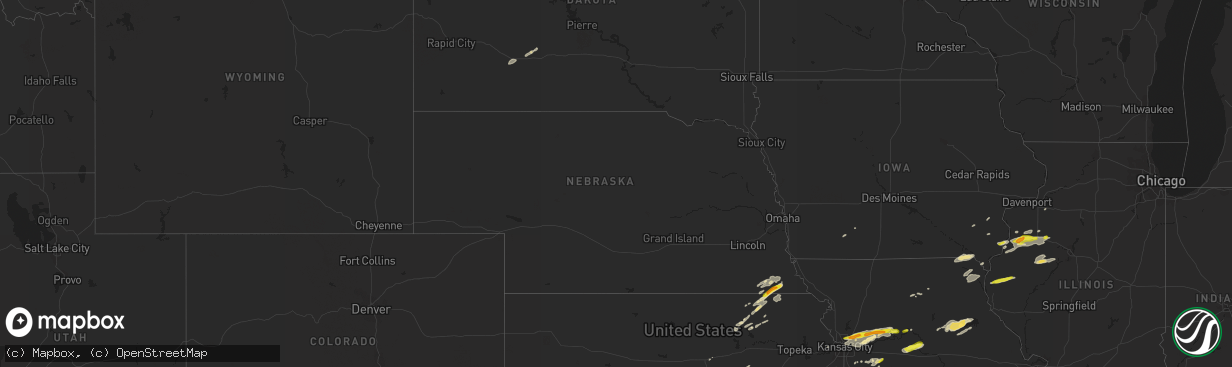 Hail map in Nebraska on October 14, 2017