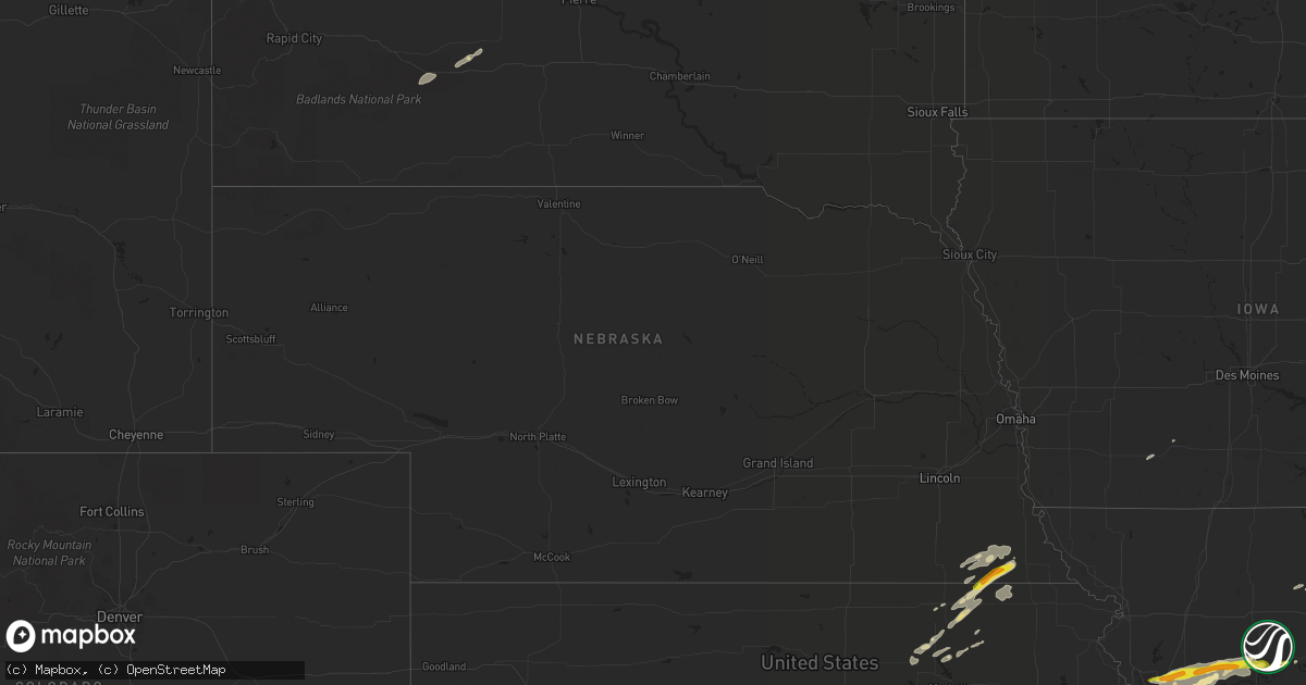 Hail map in Nebraska on October 14, 2017
