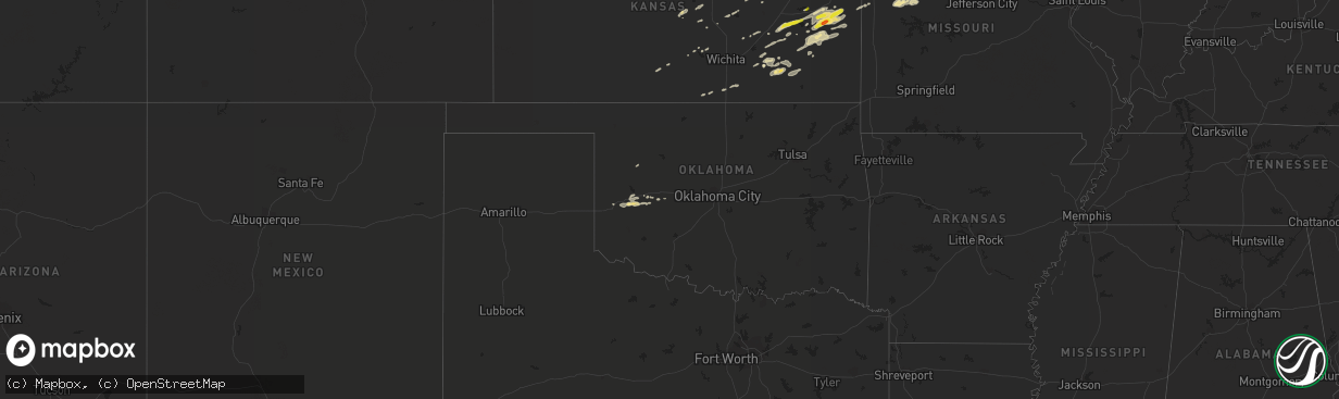 Hail map in Oklahoma on October 14, 2017