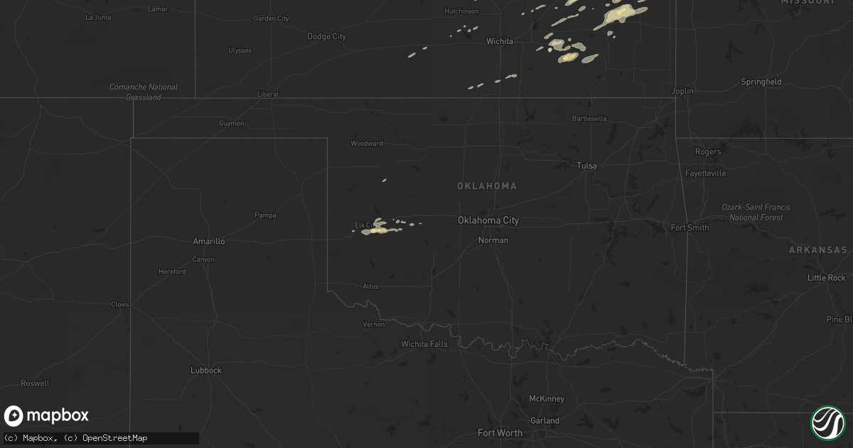 Hail map in Oklahoma on October 14, 2017