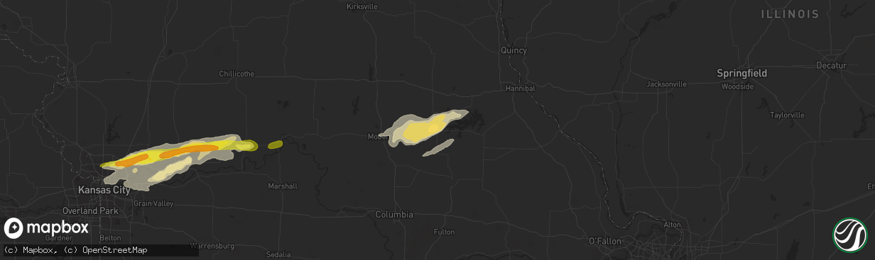 Hail map in Paris, MO on October 14, 2017