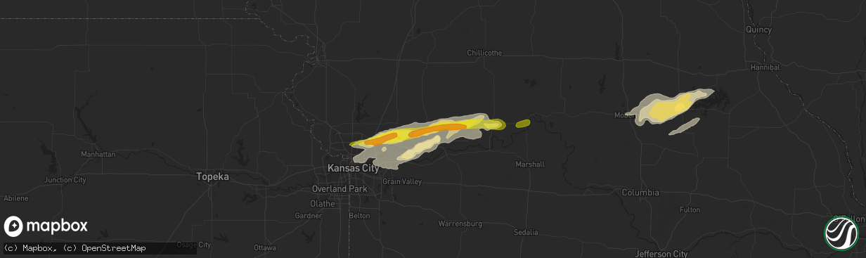 Hail map in Richmond, MO on October 14, 2017