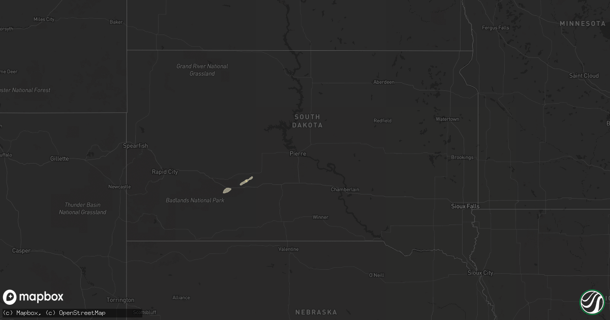 Hail map in South Dakota on October 14, 2017
