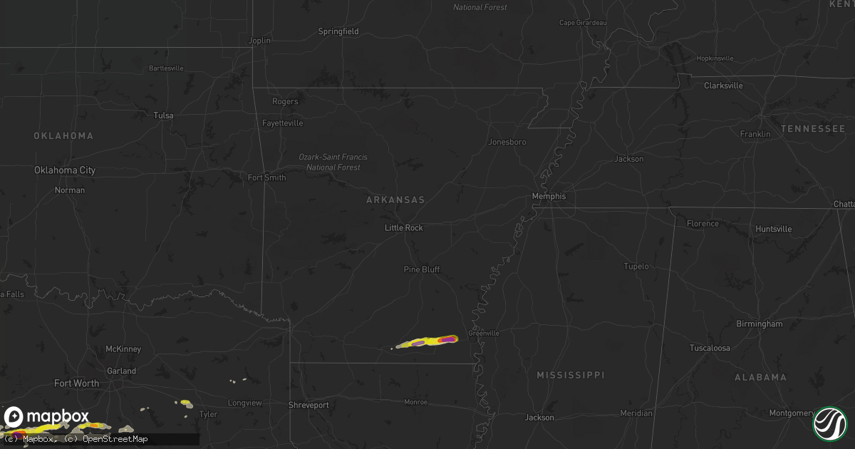 Hail map in Arkansas on October 14, 2018
