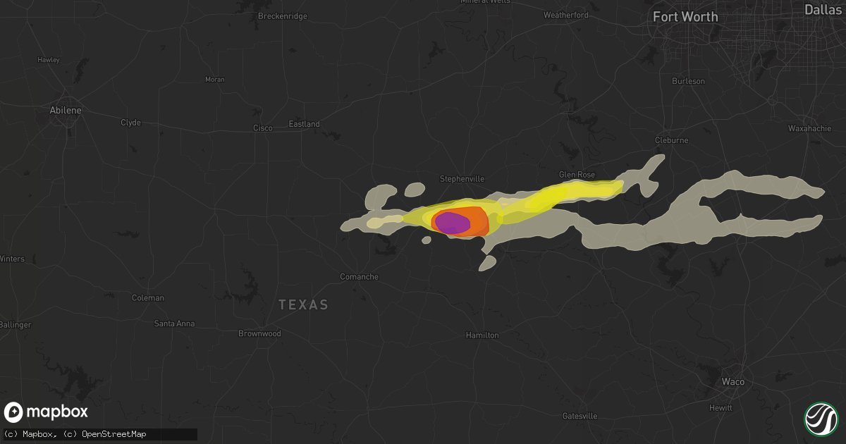 Hail map in Dublin, TX on October 14, 2018