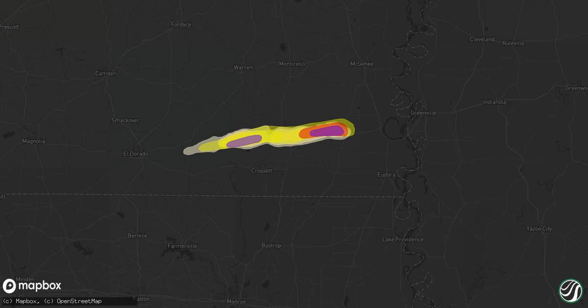 Hail map in Hamburg, AR on October 14, 2018