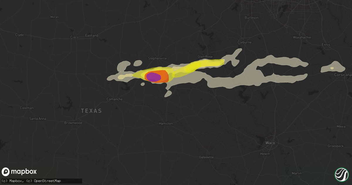 Hail map in Hico, TX on October 14, 2018