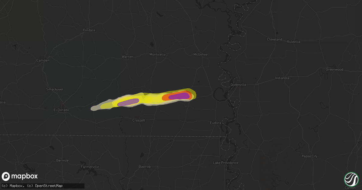 Hail map in Montrose, AR on October 14, 2018