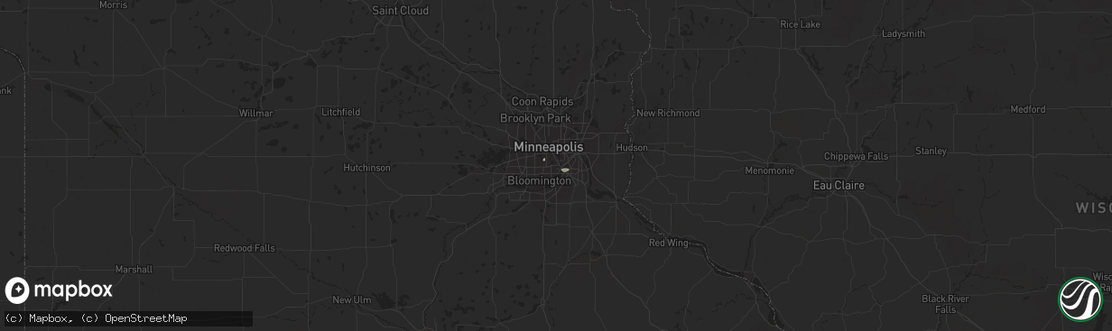 Hail map in Minneapolis, MN on October 14, 2019