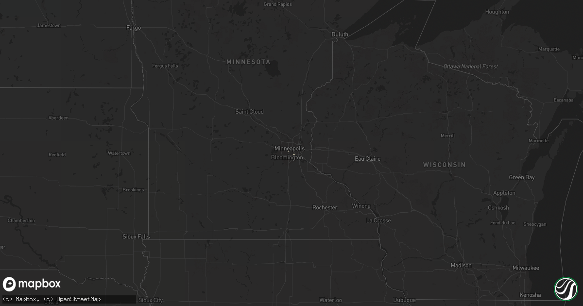 Hail map in Minnesota on October 14, 2019
