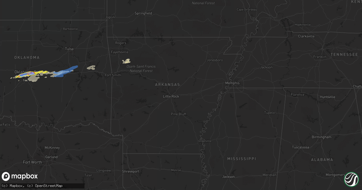 Hail map in Arkansas on October 14, 2021