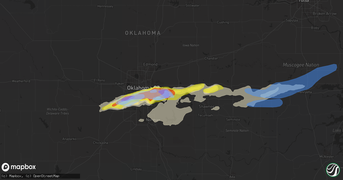 Hail map in Choctaw, OK on October 14, 2021