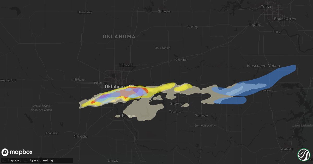 Hail map in Harrah, OK on October 14, 2021