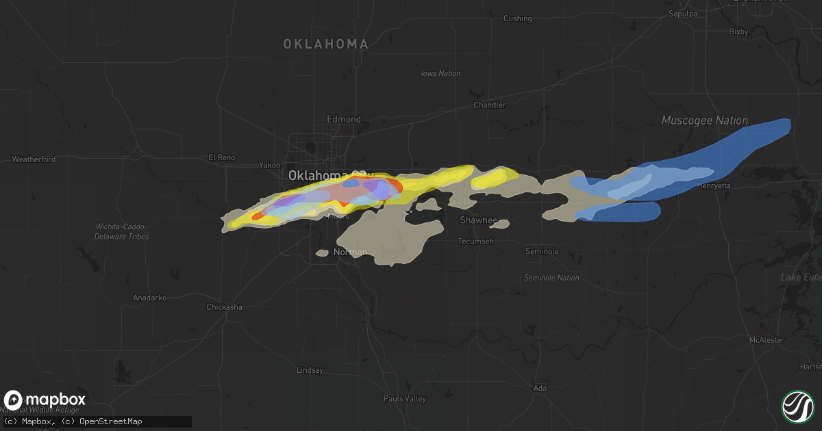 Hail map in Newalla, OK on October 14, 2021