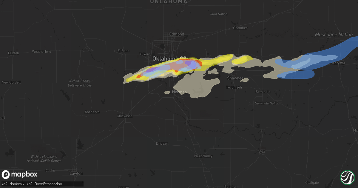 Hail map in Norman, OK on October 14, 2021