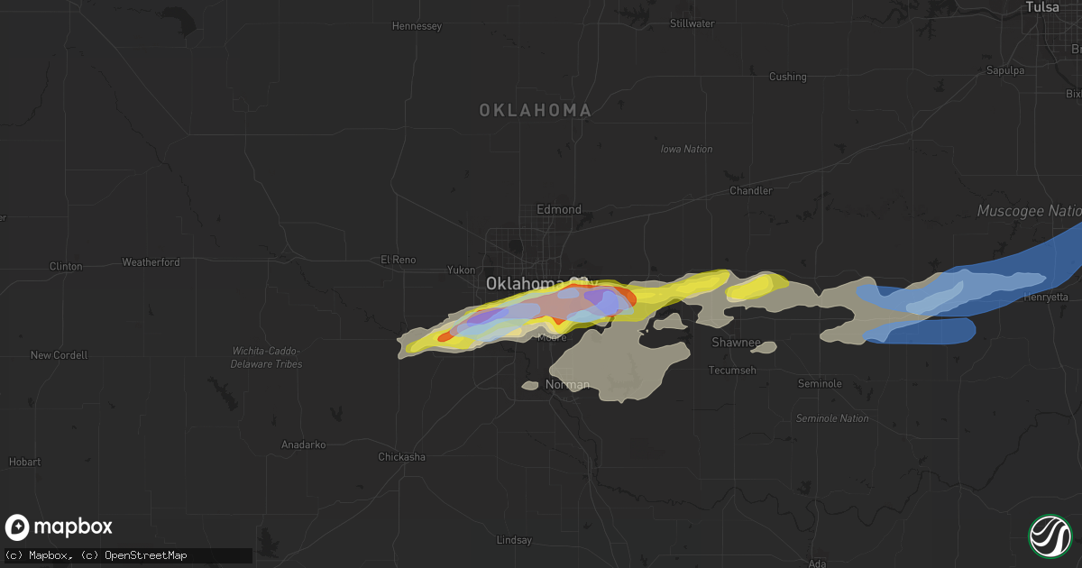Hail map in Oklahoma City, OK on October 14, 2021
