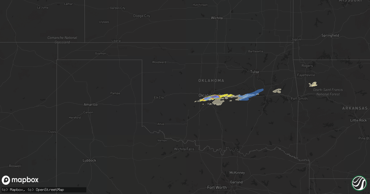 Hail map in Oklahoma on October 14, 2021