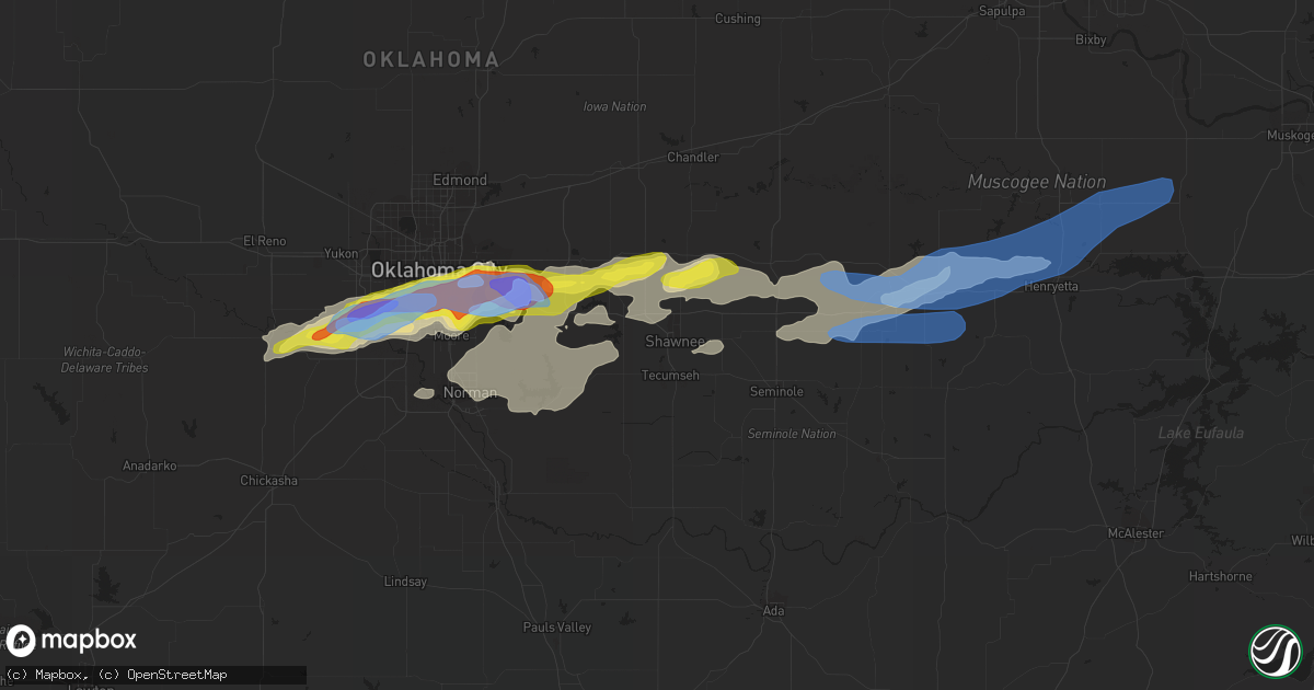 Hail map in Shawnee, OK on October 14, 2021