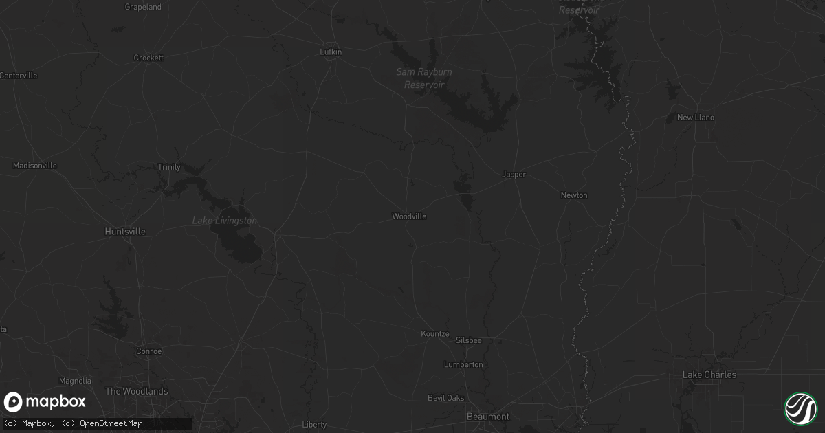 Hail map in Woodville, TX on October 14, 2024