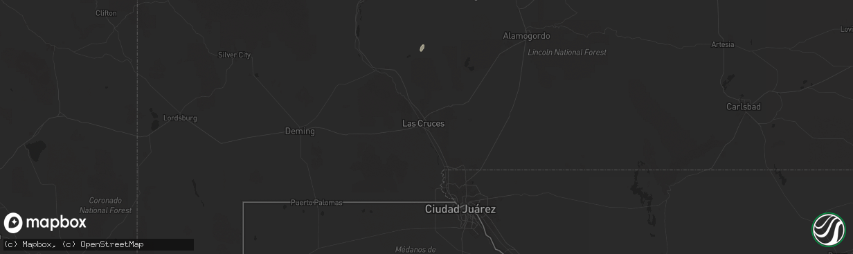 Hail map in Las Cruces, NM on October 14, 2025