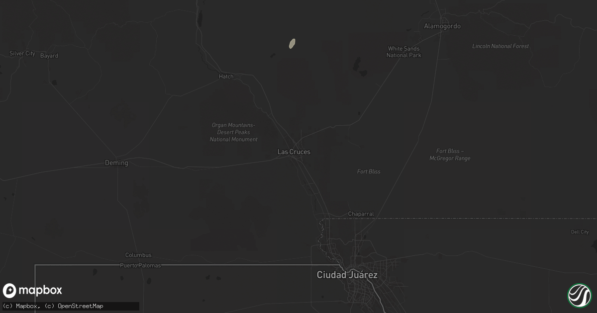 Hail map in Las Cruces, NM on October 14, 2025